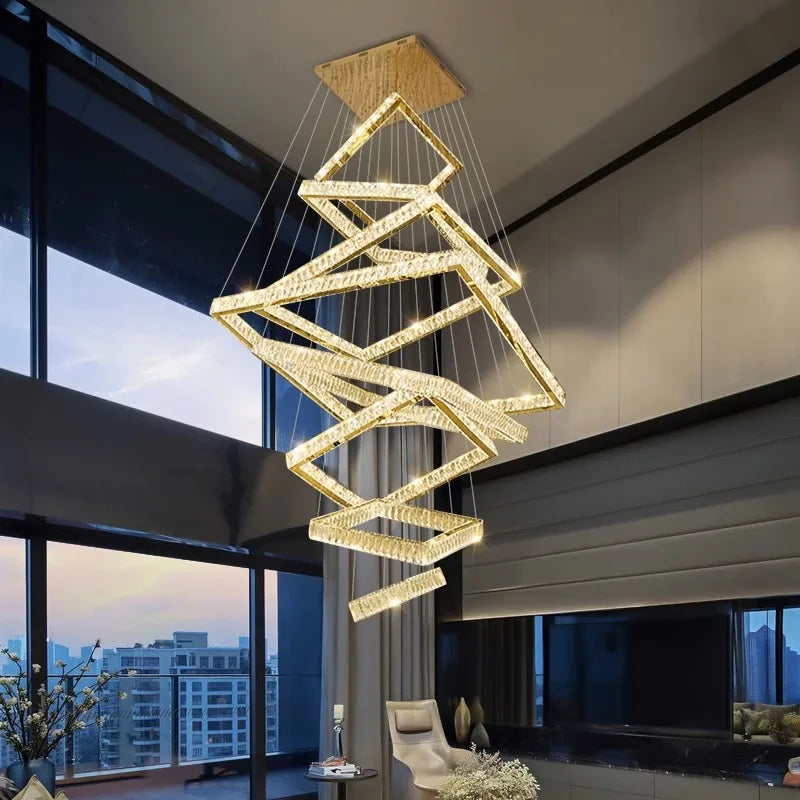 Afralia™ Crystal Chandelier: Elegant Living Room & Stair Pendant Light
