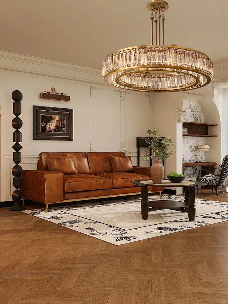 Afralia™ Gold Crystal Ceiling Chandelier LED Light Fixture for Luxury Home Decor