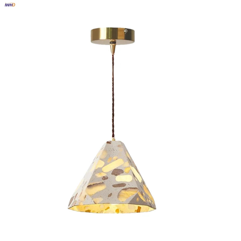 Afralia™ Terrazzo Stone LED Pendant Light: Modern Nordic Hang Lamp for Kitchen, Dining, Bedroom
