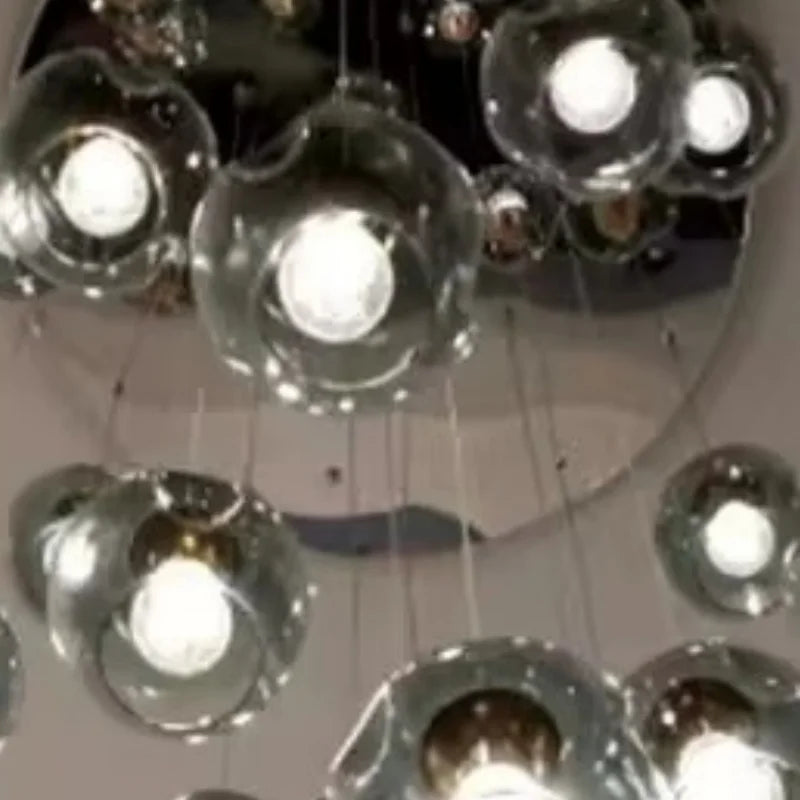 Afralia™ Rotating Stairwell LED Chandelier Glass Ball Modern Minimalist Nordic Long Chandelier
