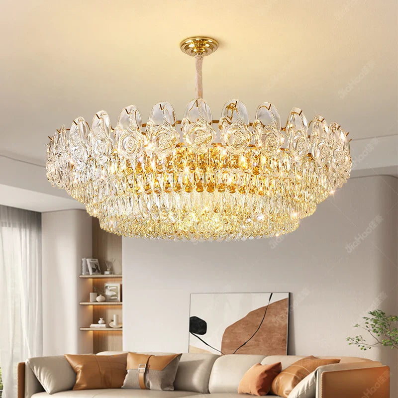 Afralia™ Crystal Rose Chandelier for Living Room Dining Bedroom 2024 French Light Luxury