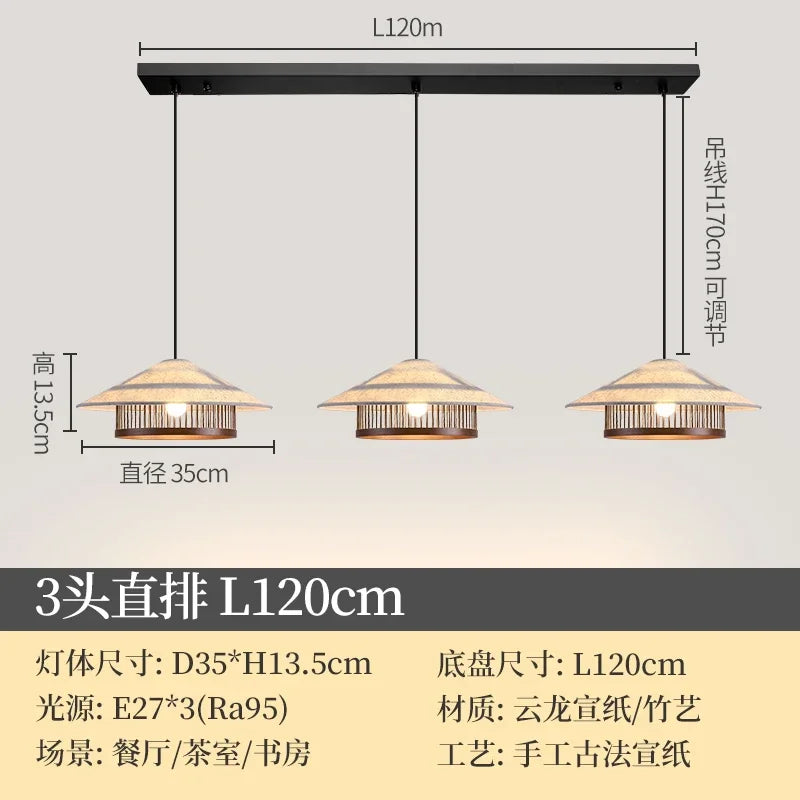 Afralia™ Three-Head Walnut Color Dining Table Lamp Fixture with LED Chandeliers