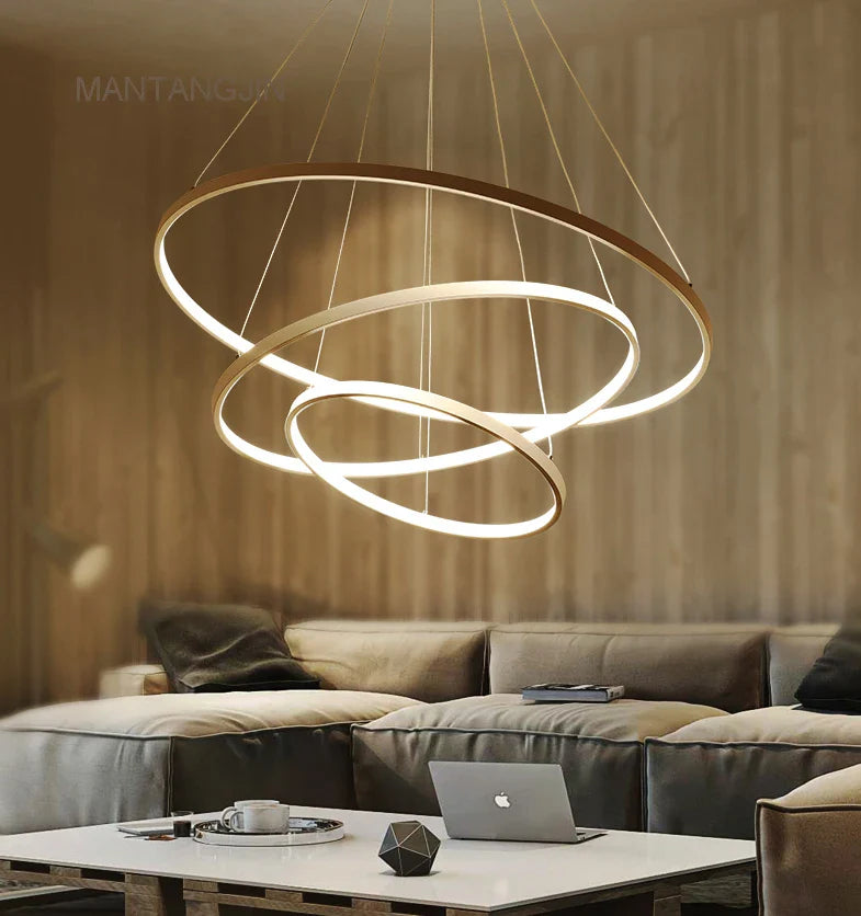 Afralia™ Circle Rings LED Pendant Lamp, Modern Fashion Light for Living Room & Dining Room