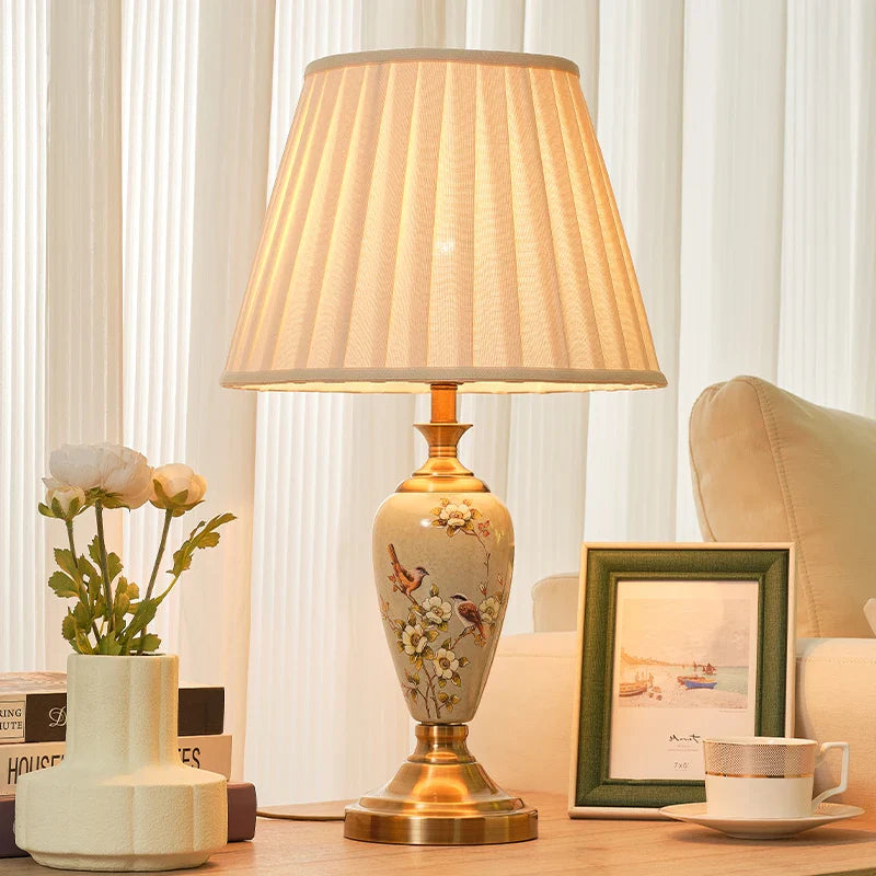 Afralia™ Vintage Chinese Style Ceramic Table Lamp for Bedroom Living Room, Hallway Desk, Home