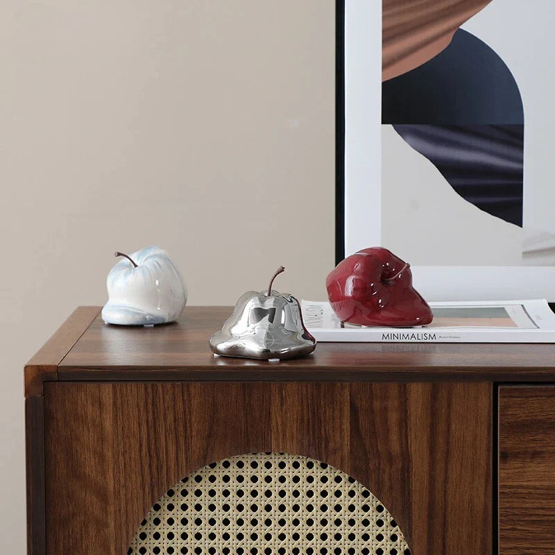 Afralia™ Abstract Melting Apple Ceramic Ornaments Home Decor Handicrafts