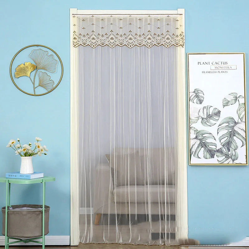 Afralia™ Lace Embroider Summer Insect Net Door Curtain for Living Room and Bedroom