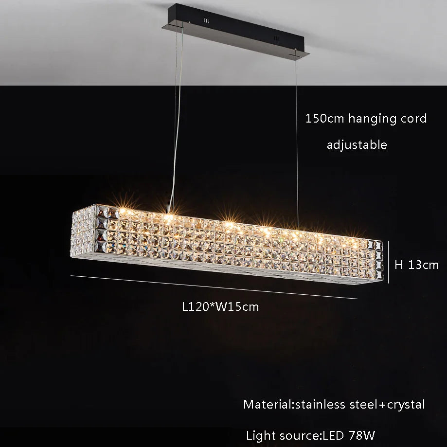 Afralia™ Crystal Chandelier: LED Ceiling Dining Room Lighting for Long Table Decor