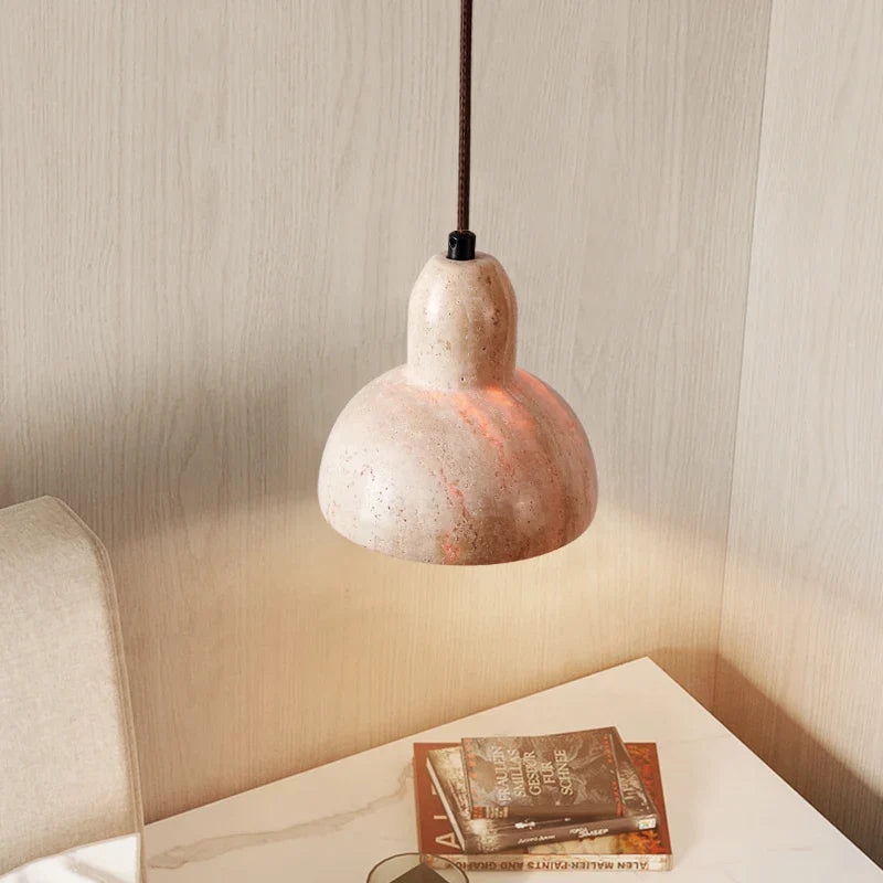 Afralia™ Vintage LED Pendant Lights Yellow Travertine Hanging Lamps for Home Decor