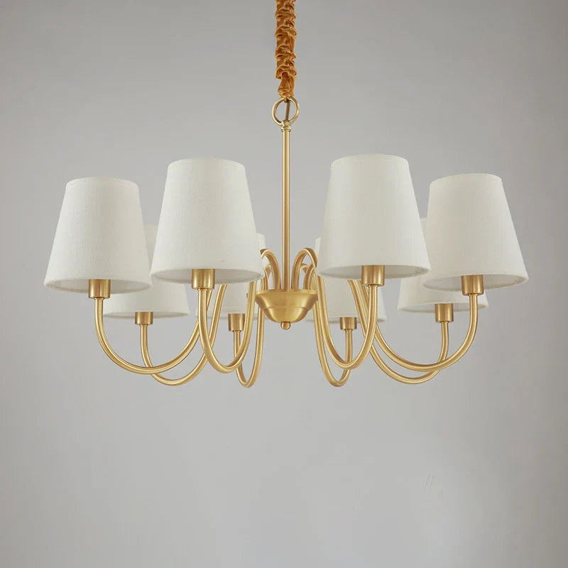 Afralia™ Copper Ceiling Chandelier with Fabric Lampshade for Living Room and Bedroom