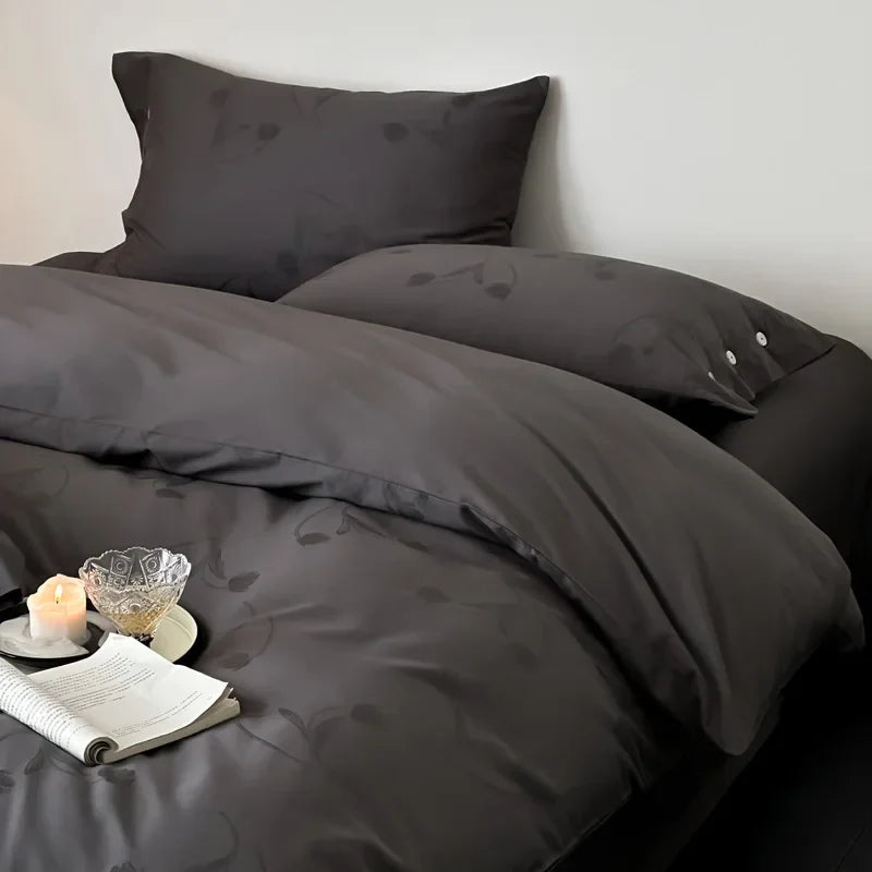 Afralia™ Egyptian Cotton Bedding Set Queen King Bed Linens Duvet Cover Pillowcase