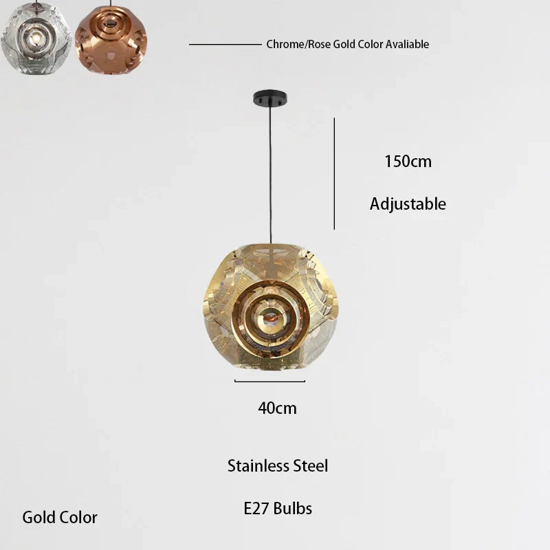 Afralia™ Luxury LED Pendant Lighting Gold Chrome Round Lamps for Living Room