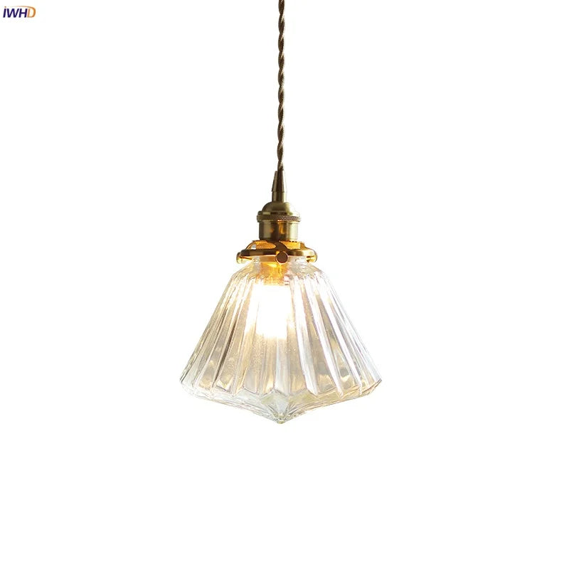 Afralia™ Clear Glass Copper LED Pendant Lamp for Home Decor and Lighting