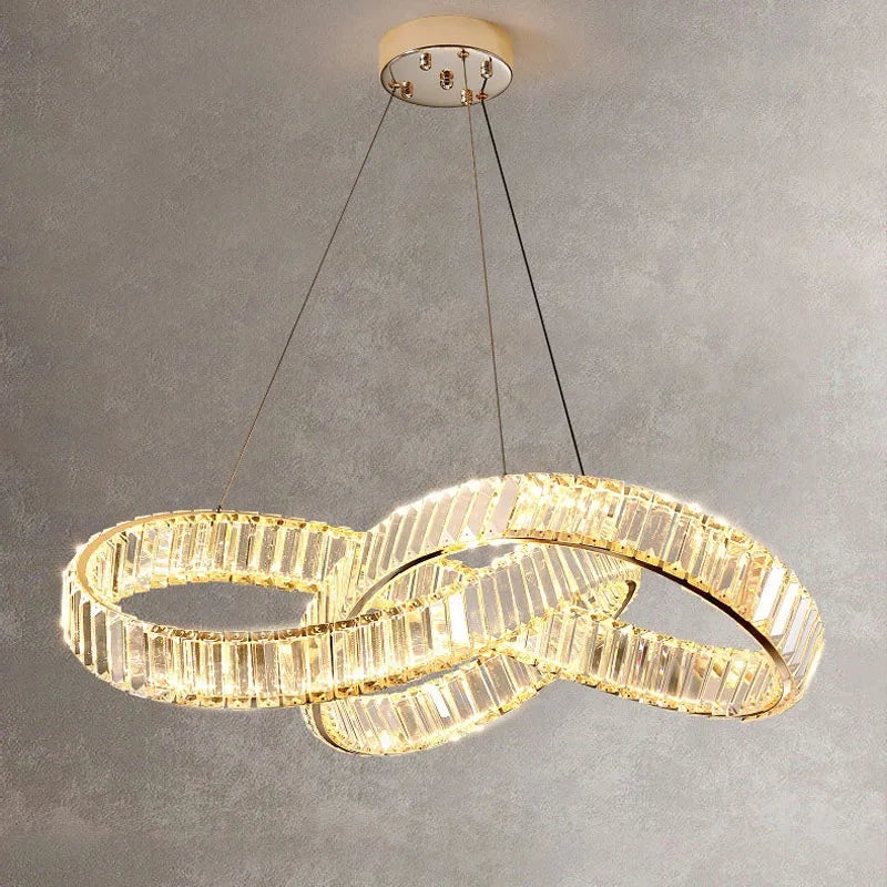 Afralia™ Crystal LED Gold Ceiling Chandelier - Luxe Irregular Ring Design