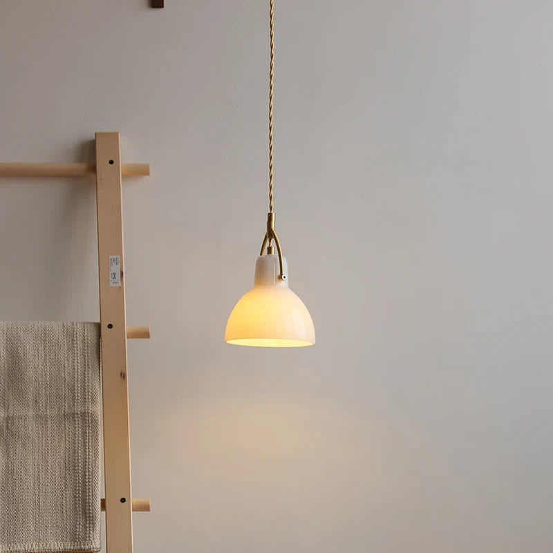 Afralia™ White Glass Copper LED Pendant Lights - Modern Nordic Kitchen Bar Lamp