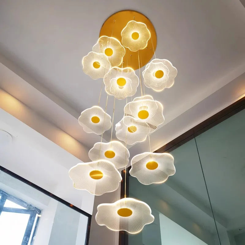 Afralia™ Crystal Chandelier Stair Pendant Lamp Living Room Pendant Lights Interior Lighting