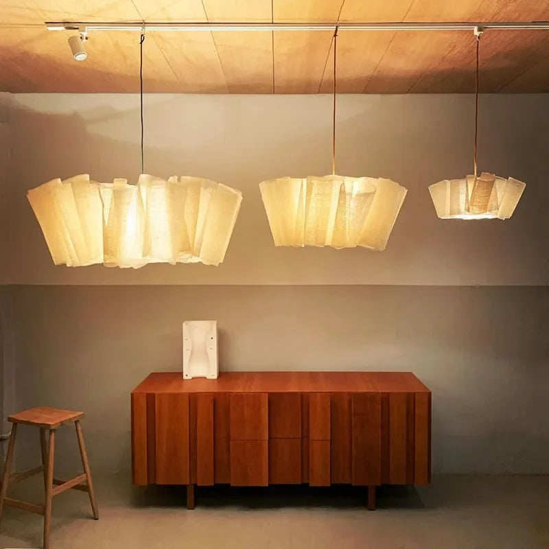 Afralia™ Nordic Fabric Ceiling Chandelier - Handmade Wabi Sabi Vintage Bedroom Pendant Lights