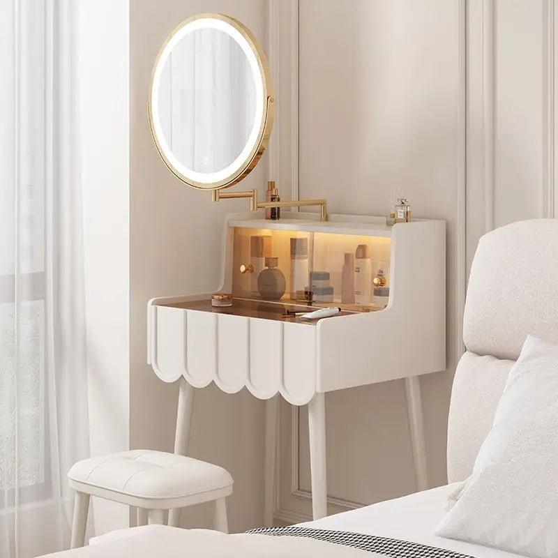 Afralia™ Luxury Nordic Vanity Table Set with Mirror - Modern Bedroom Makeup Furniture