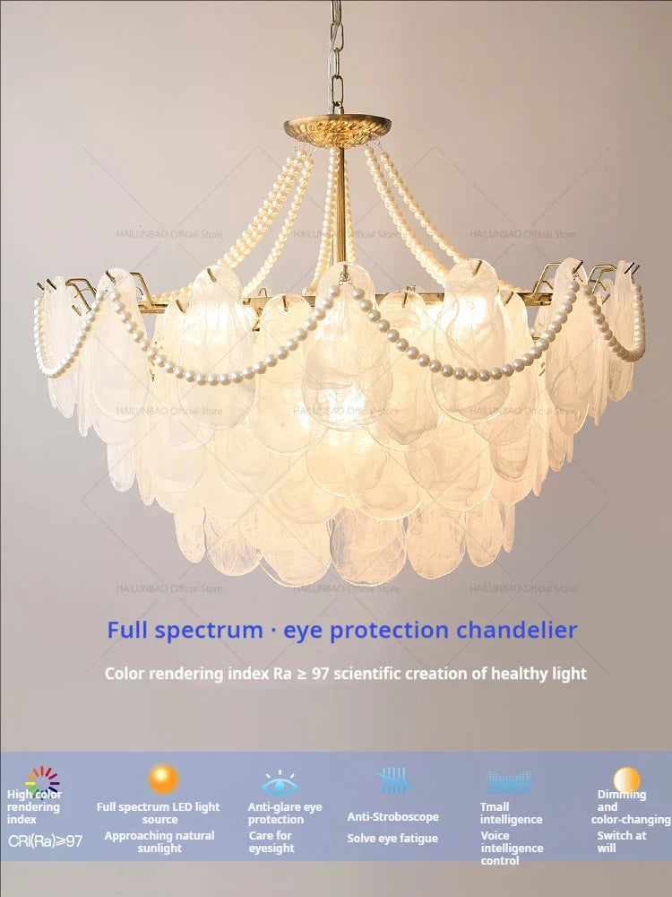 Afralia™ French Chandelier Garden Light with K9 Crystal | Elegant Pearl Shell Design