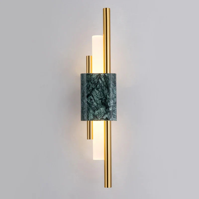 Afralia™ Green White Marble Wall Lamp - Luxury Golden Decor LED Light