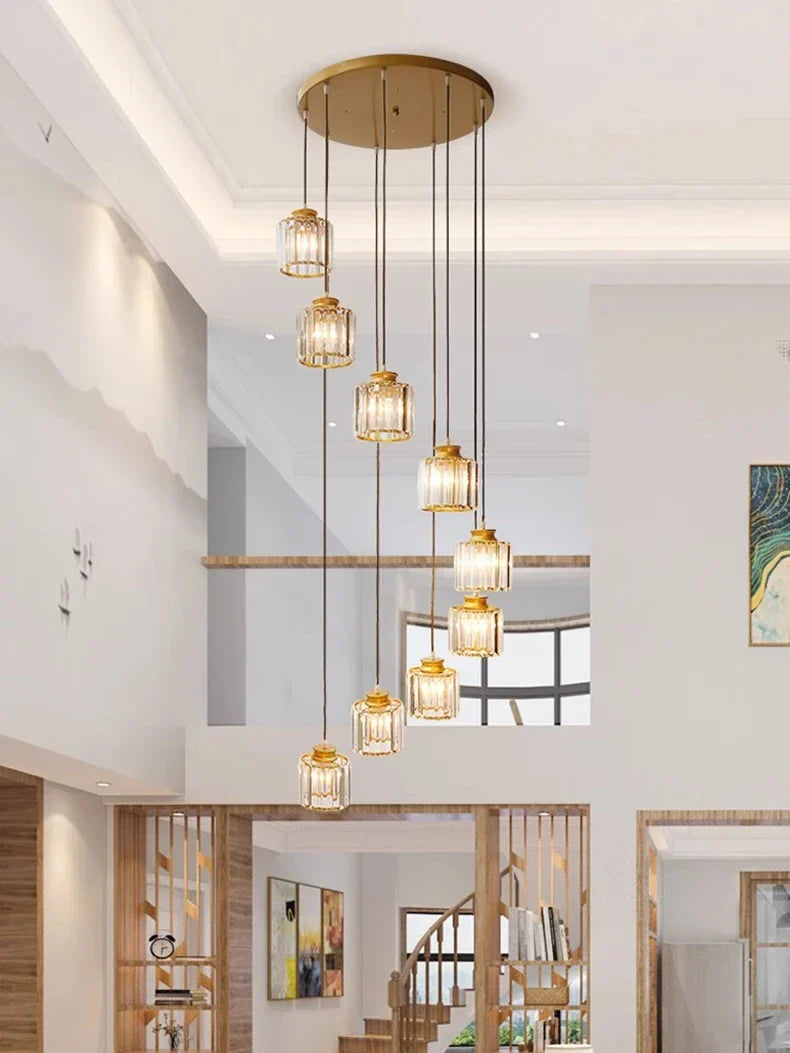 Afralia™ Crystal Staircase Pendant Lamp: Modern Luxury Interior Decoration Lighting for Home & Hotel.