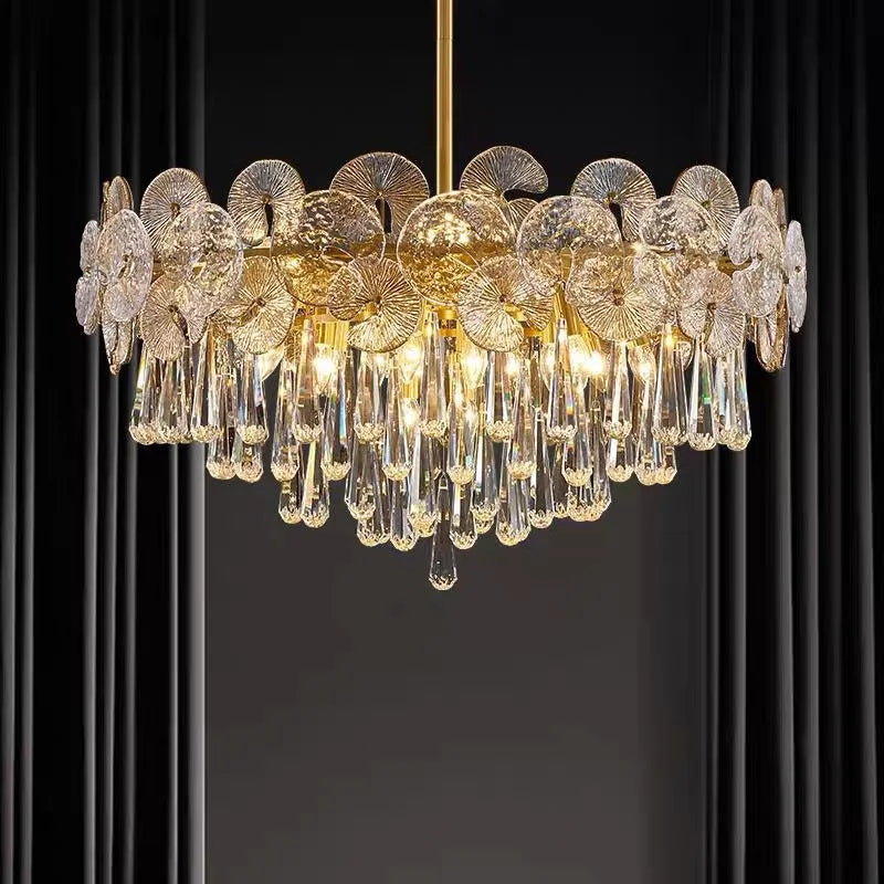Afralia™ Crystal LED Ceiling Chandelier for Luxurious Living Room Decor