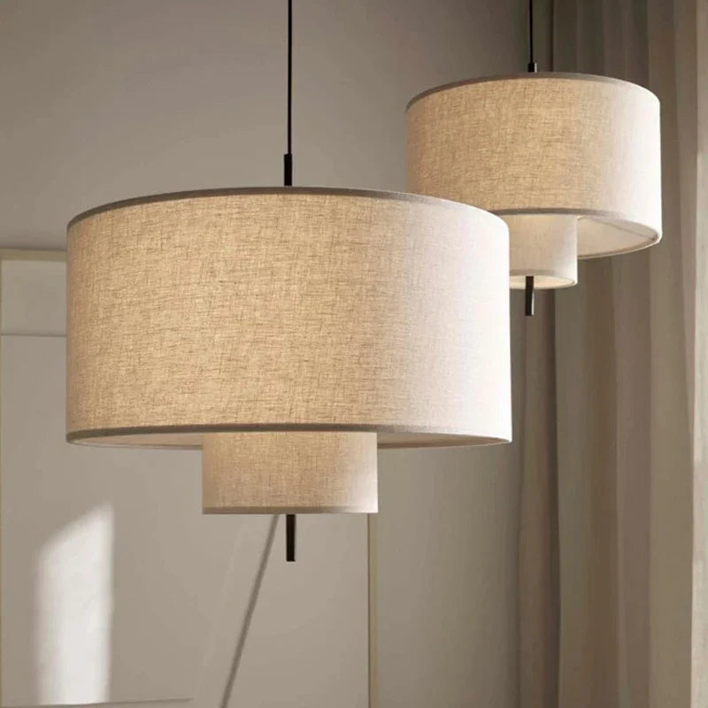 Afralia™ Fabric Chandelier LED Pendant Lights Nordic Minimalist for Living Dining Room