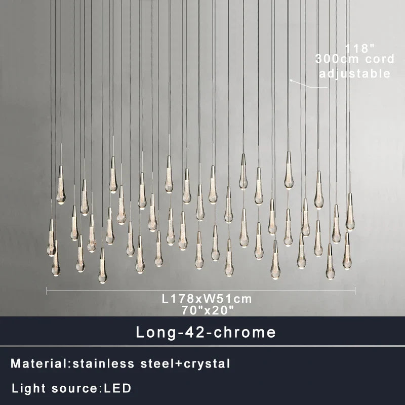 Afralia™ Crystal Water-drop Chandelier Light Fixture - Luxury Stairwell Decor