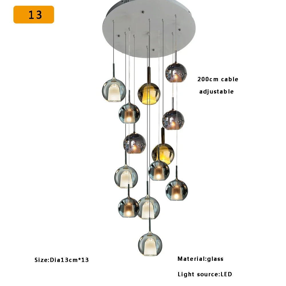 Afralia™ Modern Glass Ball Ceiling Chandelier: Colorful, Designer, Fashionable Lighting Fixture for Living Room