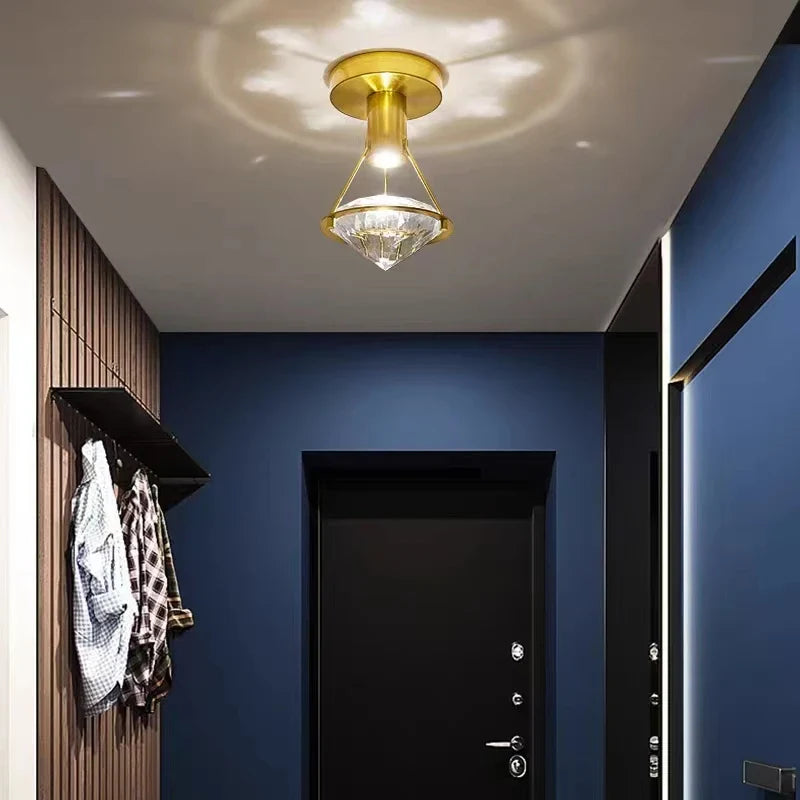Afralia™ Diamond Crystal Wall Lamp for Bedroom Living Room Staircase Indoor Lighting