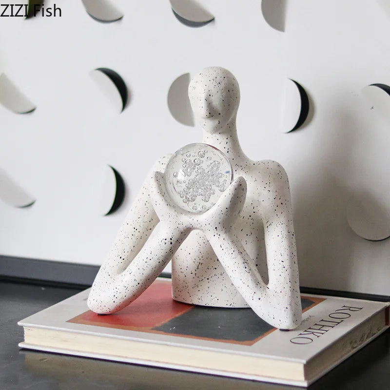 Afralia™ Abstract Figures Sculpture Decor: Resin Desk Statue Ornament for Room Aesthetics