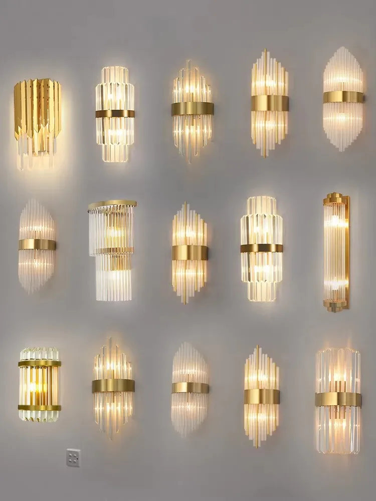 Afralia™ Chrome Gold Crystal LED Wall Sconce - Designer Wall Light for Bedroom & Corridor