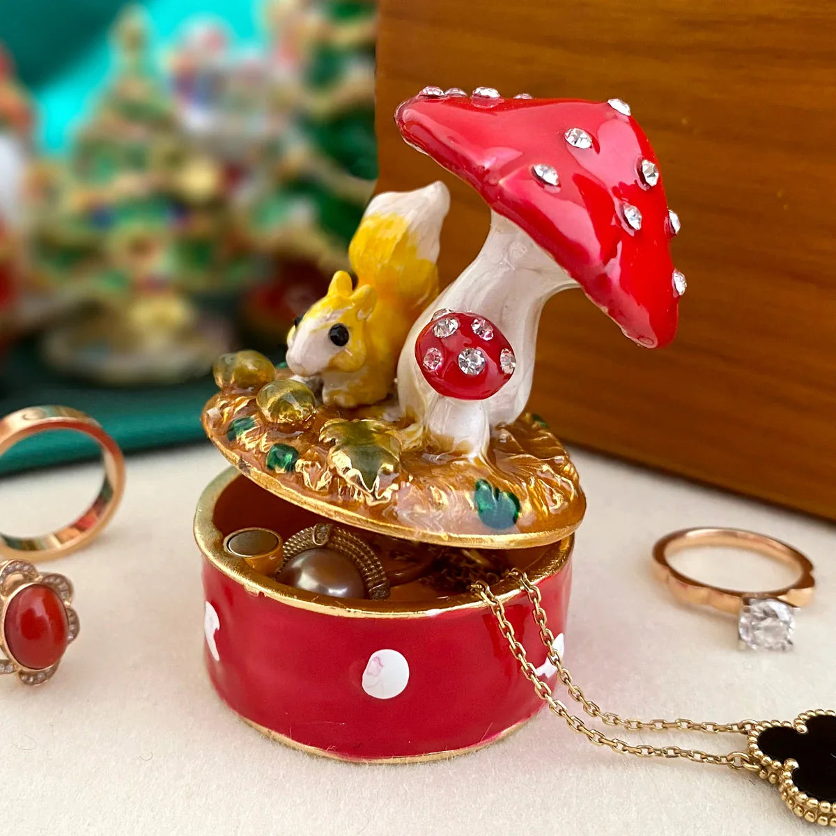 Afralia™ Christmas Jewelry Trinket Box Wedding Ring Holder Dressing Table Decoration Gift