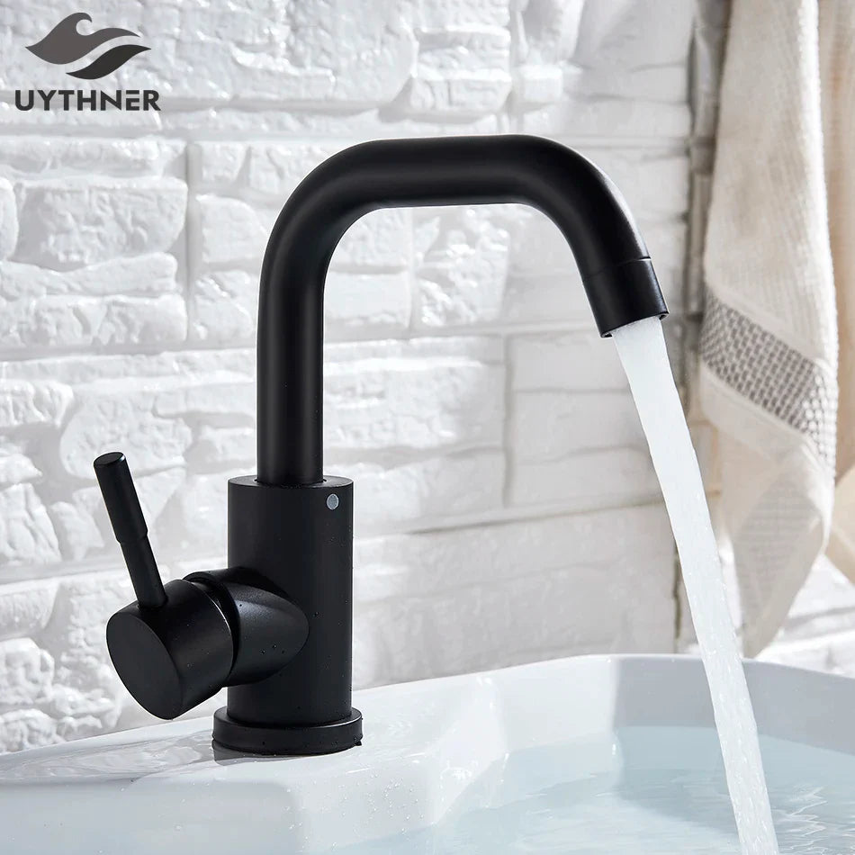Afralia™ Rotatable Spout Basin Faucet for Hot/Cold Water Mixer, Deck Mounted Bathroom Taps