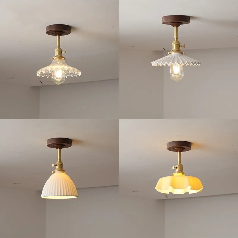 Afralia™ Yellow Glass LED Ceiling Lamp - Modern Nordic Style Lighting Fixtures