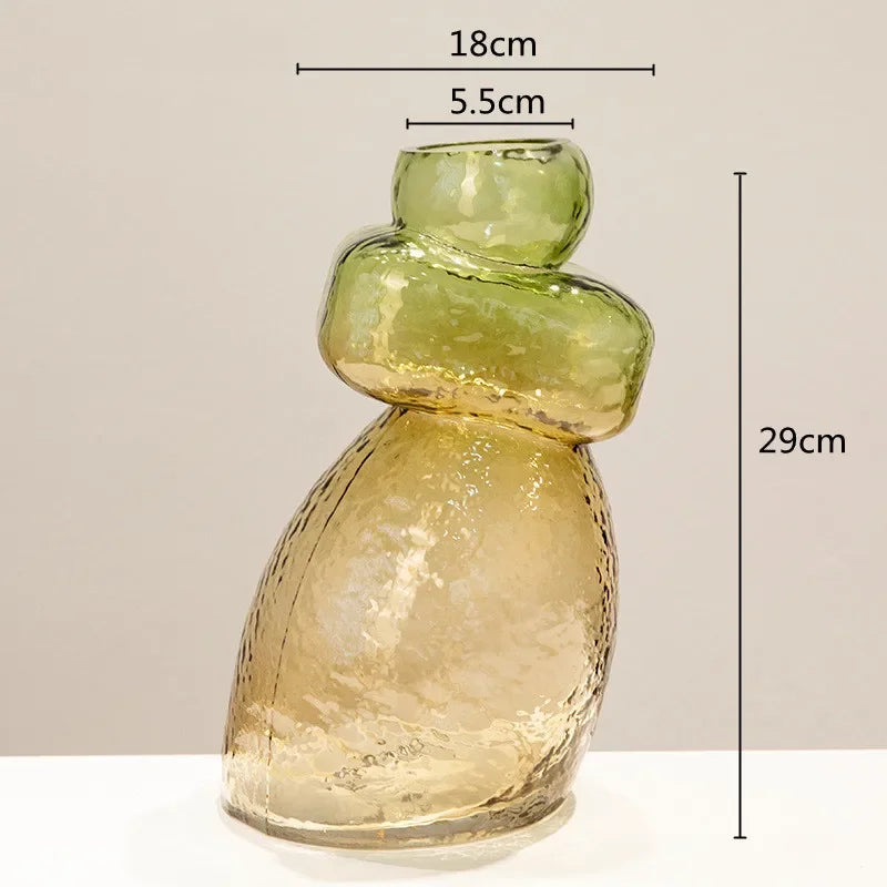 Afralia™ Gourd Shape Gradient Glass Vase Irregular Rockery Terrarium Home Decoration