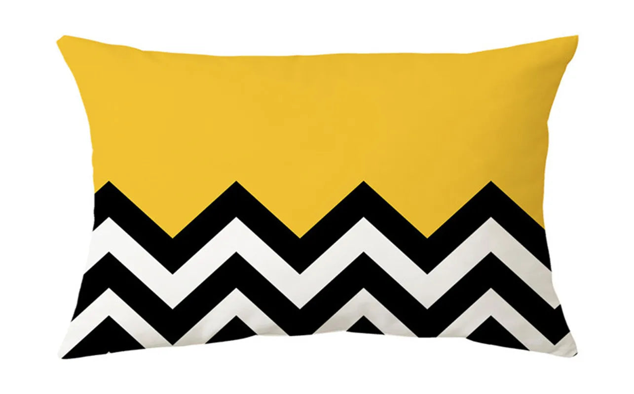 Geometry Cushion Cover Black Yellow Pillowcase for Decorative Sofa with Afralia™ Brand