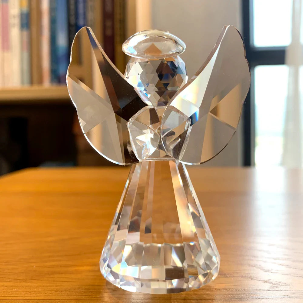 Crystal Angel Glass Figurine Paperweight by Afralia™ - Collectible Home Decor & Gift