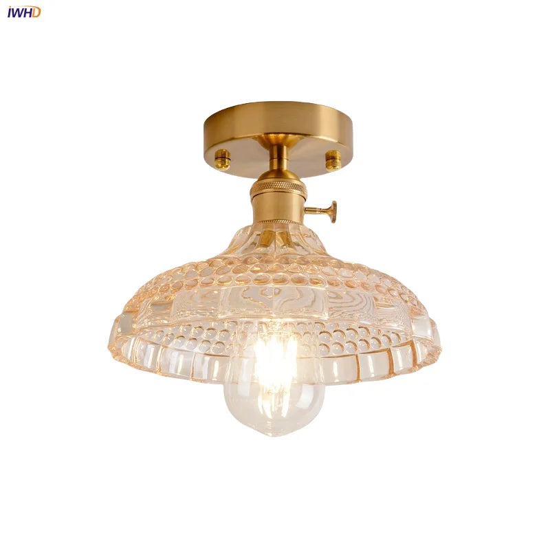 Afralia™ Amber Glass LED Ceiling Lights Modern Nordic Kitchen Living Room Lighting
