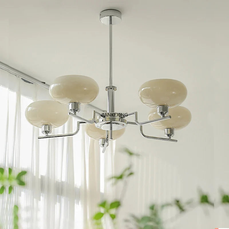 Afralia™ Glass Ball Pendant Chandelier LED Lamp for Modern French Bedroom