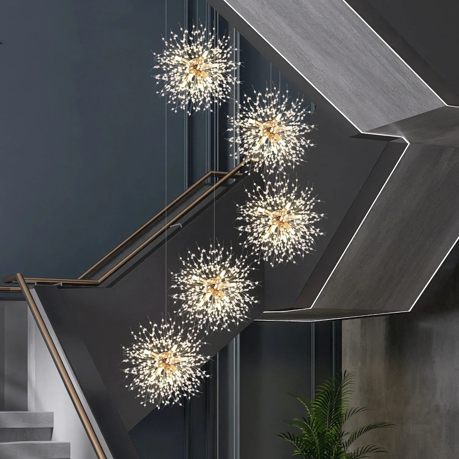 Afralia™ Modern Silver LED Chandelier for Staircase Loft Living Room Lobby
