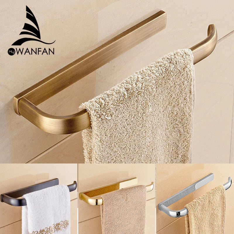 Afralia™ Brass Bathroom Accessories Set: Towel Rings, Toilet Paper Holder, Towel Rail, Shelf