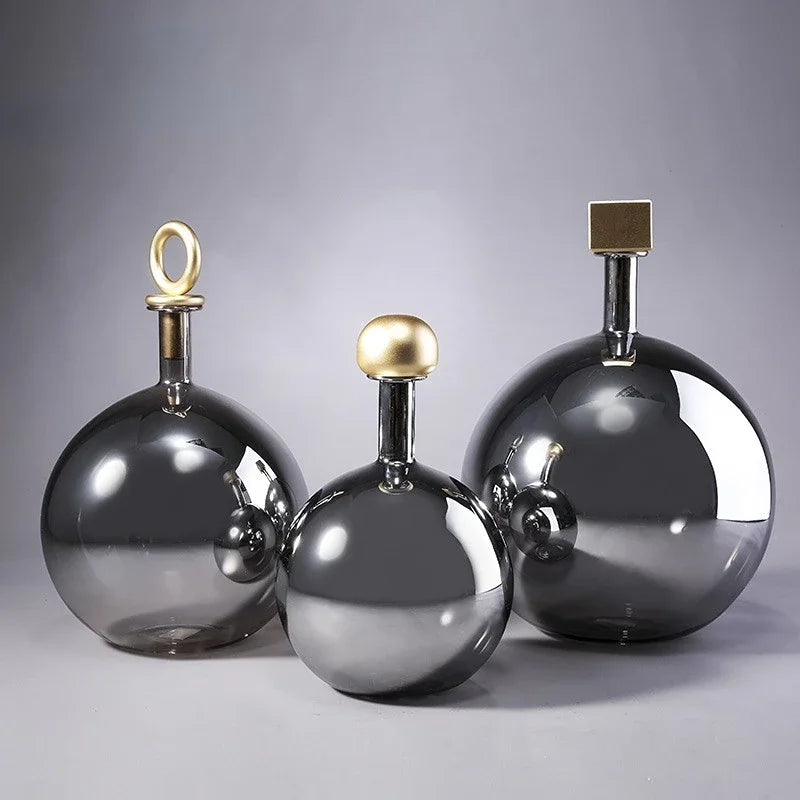 Afralia™ Copper Metallic Glass Vase Sphere Terrarium Hydroponic Container Decoration Accessories