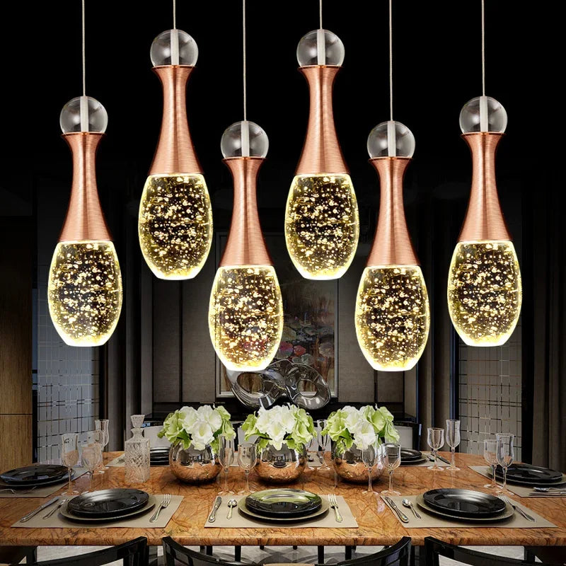 Afralia™ Crystal Pendant Light Champagne Gold for Bedroom and Dining Room
