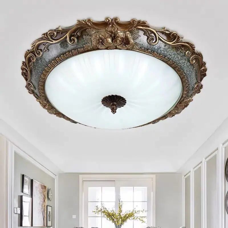 Afralia™ Vintage European Ceiling Lights: Retro Round LED Chandelier for Bedroom, Corridor, Restaurant