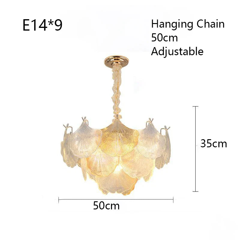 Afralia™ Glass Shell Ceiling Pendant Light Luxury Bedroom Decor Hanglamp