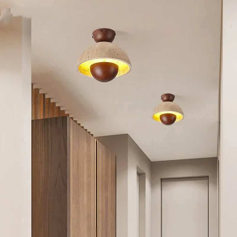 Afralia™ Yellow Cave Stone LED Ceiling Light Fixture Vintage Loft Home Decor