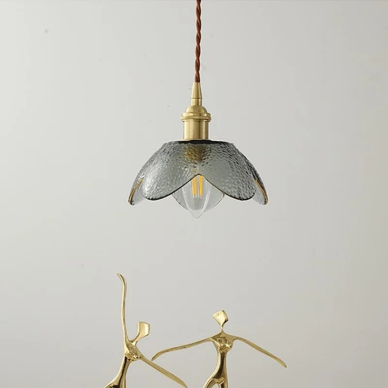 Afralia™ Glass Copper LED Hanging Light: Nordic Pendant Lamp, Living Room Bedroom Coffee Knob Switch