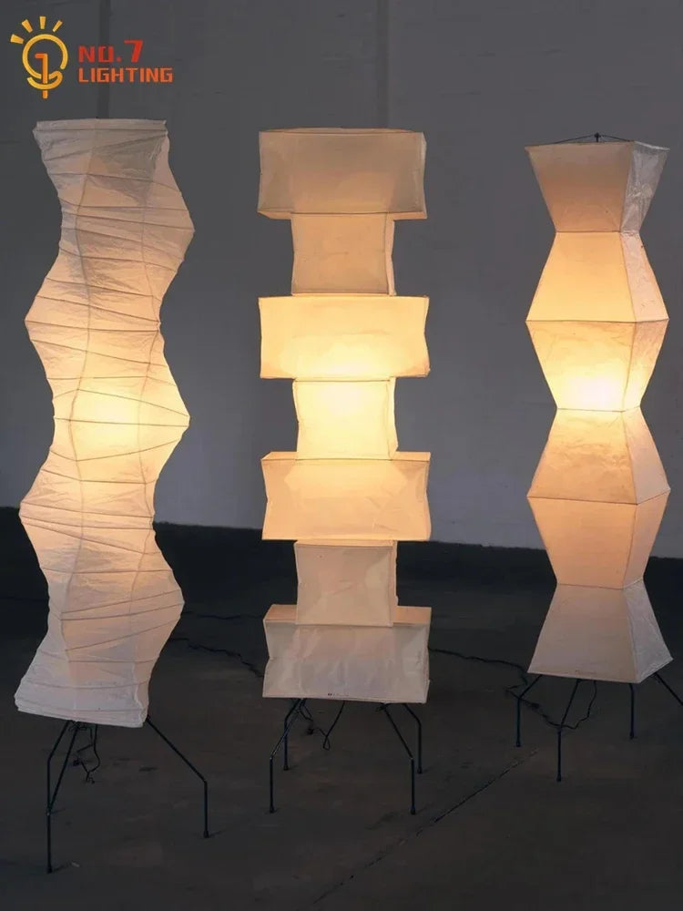 Afralia™ Akari Japanese Rice Paper Floor Lamp LED E27 Chandelier for Bedroom Living Room