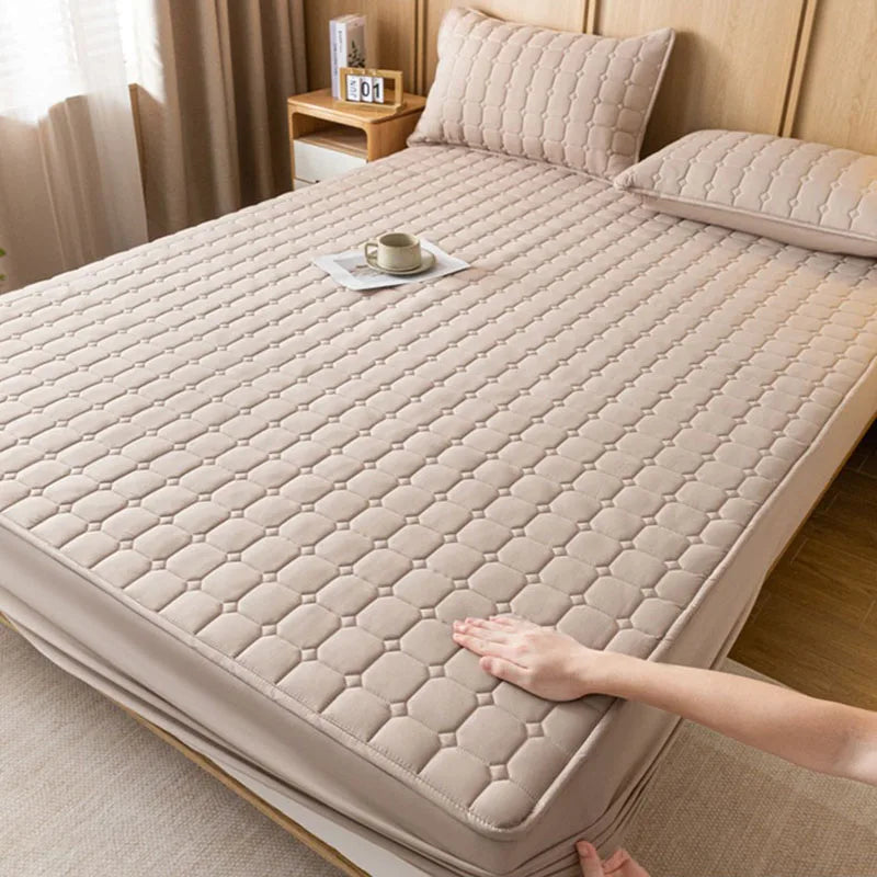 Afralia™ Quilted Fitted Sheet for Cozy & Anti-Slip Protection on Queen & King Beds