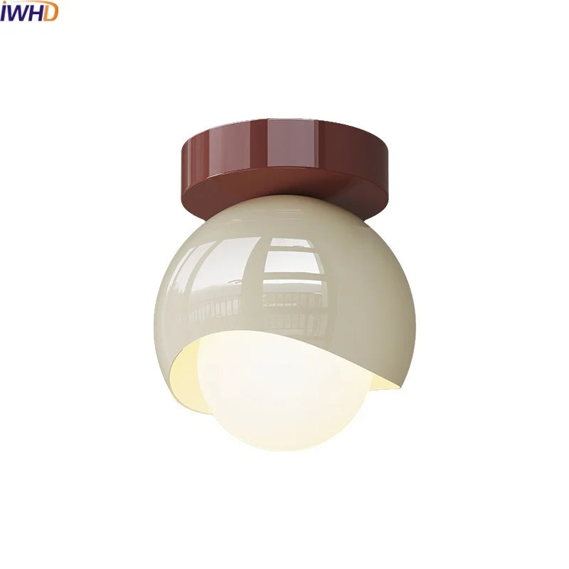Afralia™ Glass Iron LED Ceiling Lamp Light Fixtures Modern Home Decoration